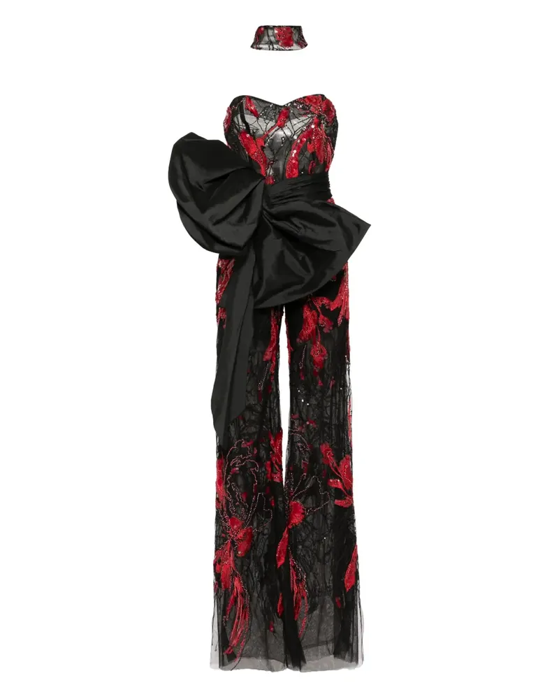 Saiid Kobeisy Schulterfreier Jumpsuit mit Stickerei - Schwarz Schwarz