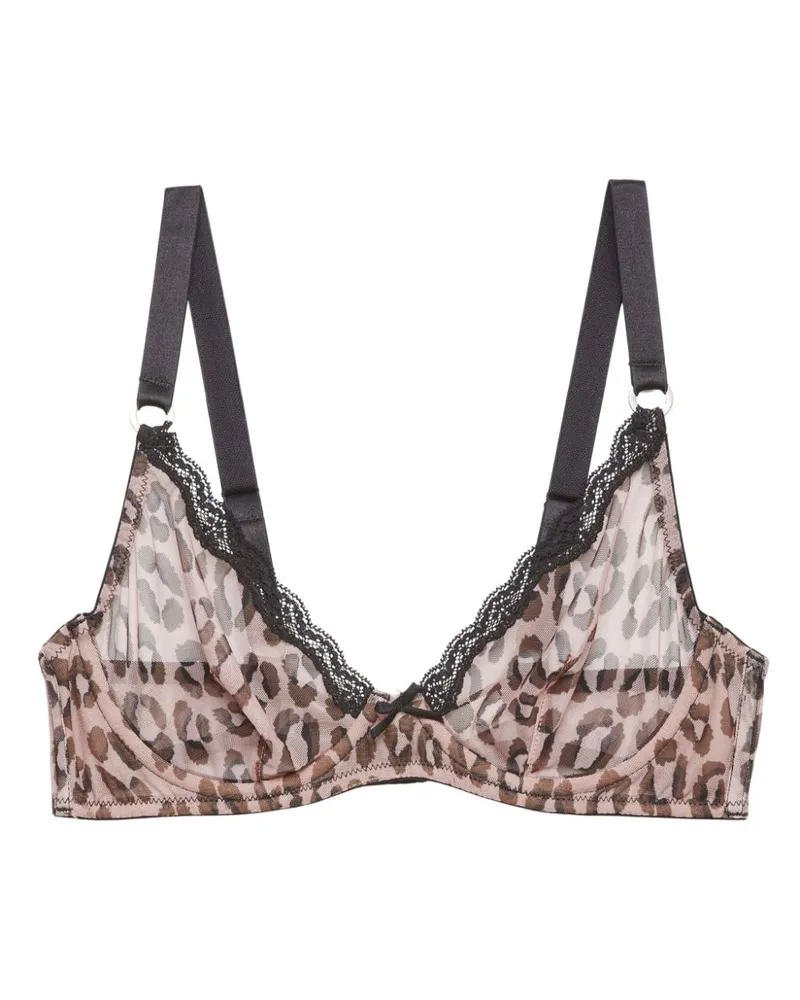 Fleur Du Mal Tüll-BH mit Leoparden-Print - Nude Nude