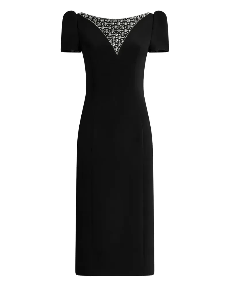 Jenny Packham Adeline embellished puff-sleeve midi dress - Schwarz Schwarz
