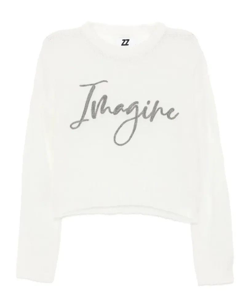 Izzue Sheer-Pullover mit Slogan-Stickerei - Weiß Weiß
