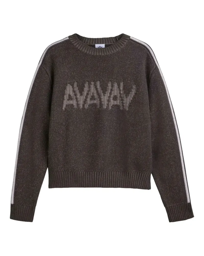 adidas x Avavav stripe crew neck sweater - Braun Braun