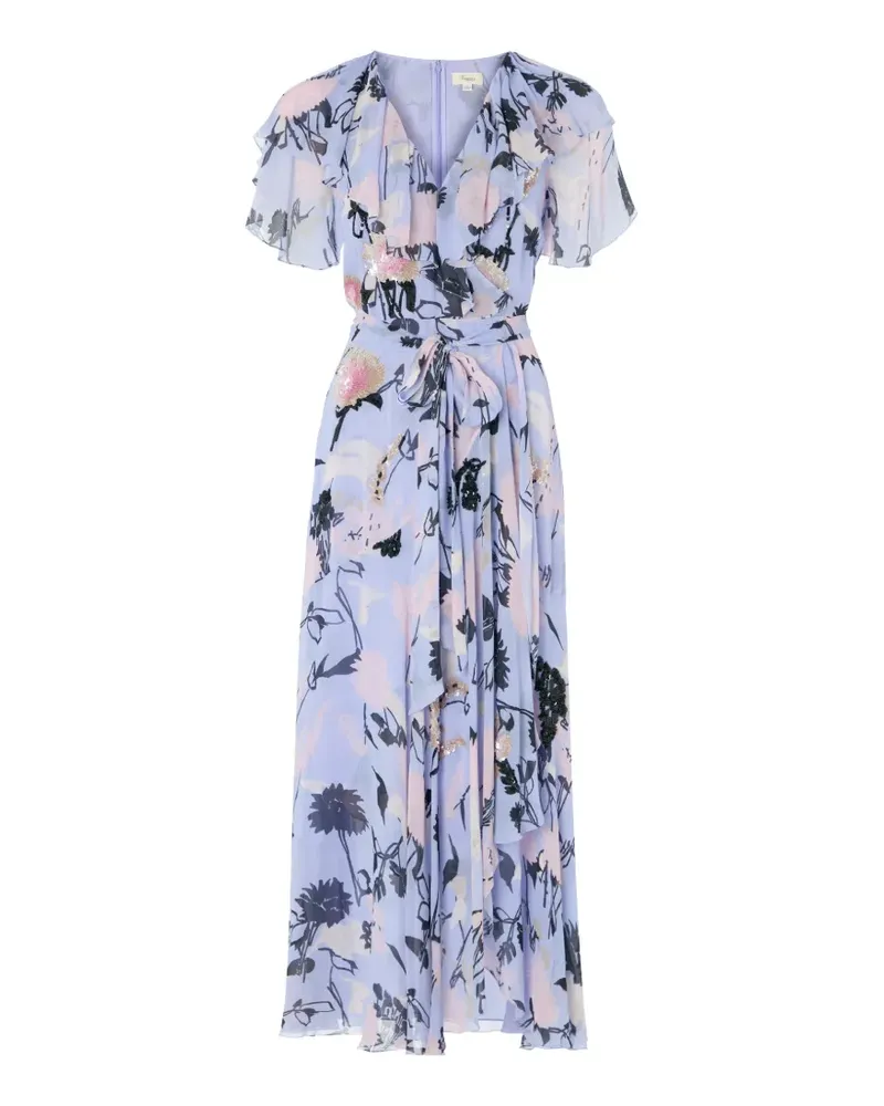 Temperley London Maisie sequin-embellished ruffled wrap dress - Blau Blau