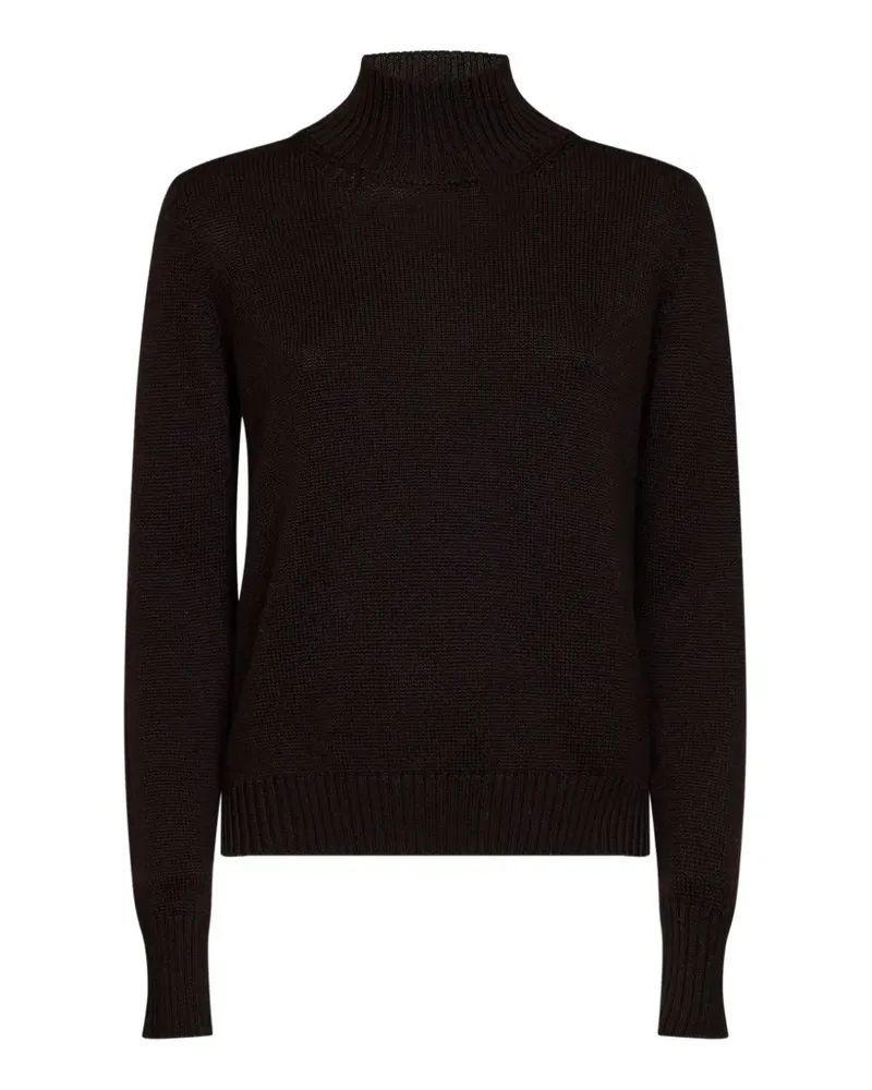 Blanca Gerippter Pullover mit Stehkragen - Braun Braun