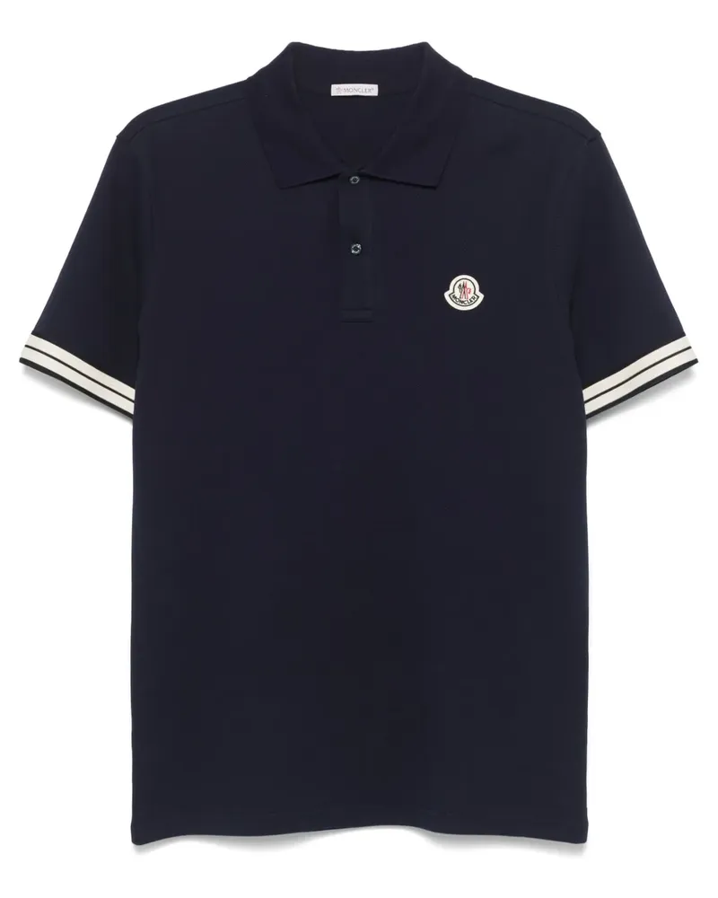 Moncler Piqué-Poloshirt mit Logo-Patch - Blau Blau