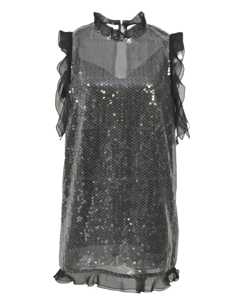 Sacai sequined ruffled sleeveless top - Schwarz Schwarz