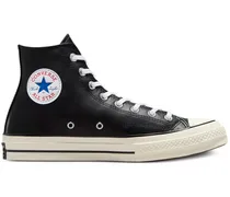 Chuck 70 Leather Hi Black Sneakers - Schwarz