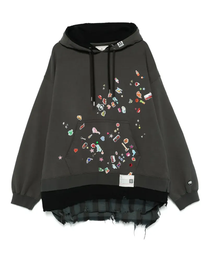 MIHARAYASUHIRO Hoodie im Layering-Look - Schwarz Schwarz