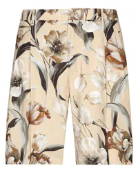 Dolce & Gabbana Bermudas aus Seide mit Blumen-Print Nude