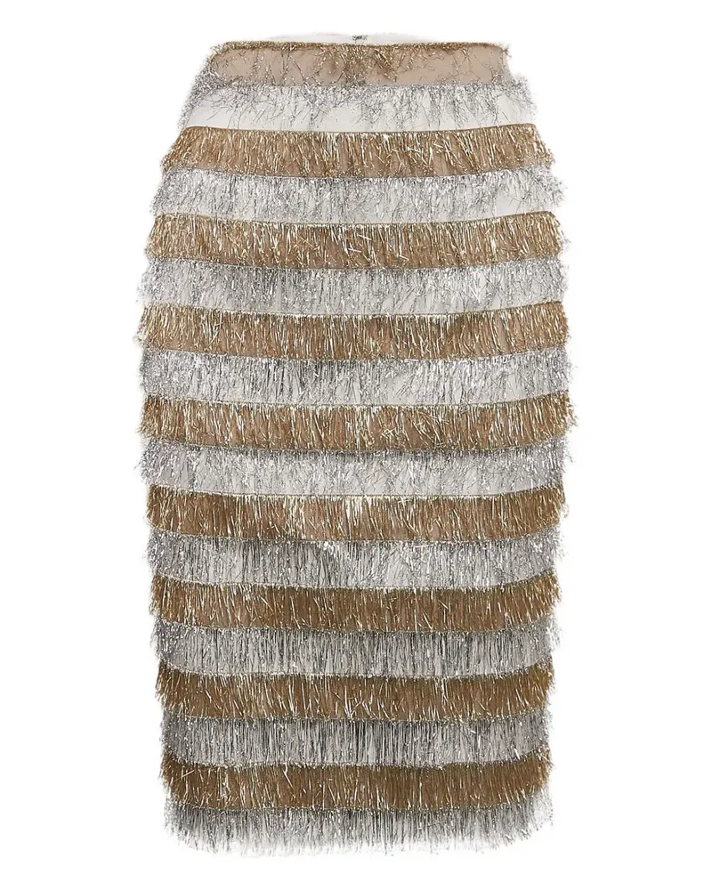 Max Mara Rock mit Metallic-Fransen - Grau Grau