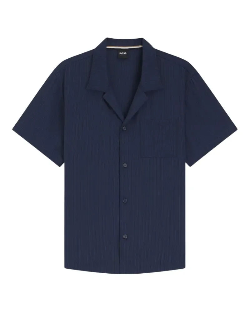 HUGO BOSS seersucker camp-collar shirt - Blau Blau