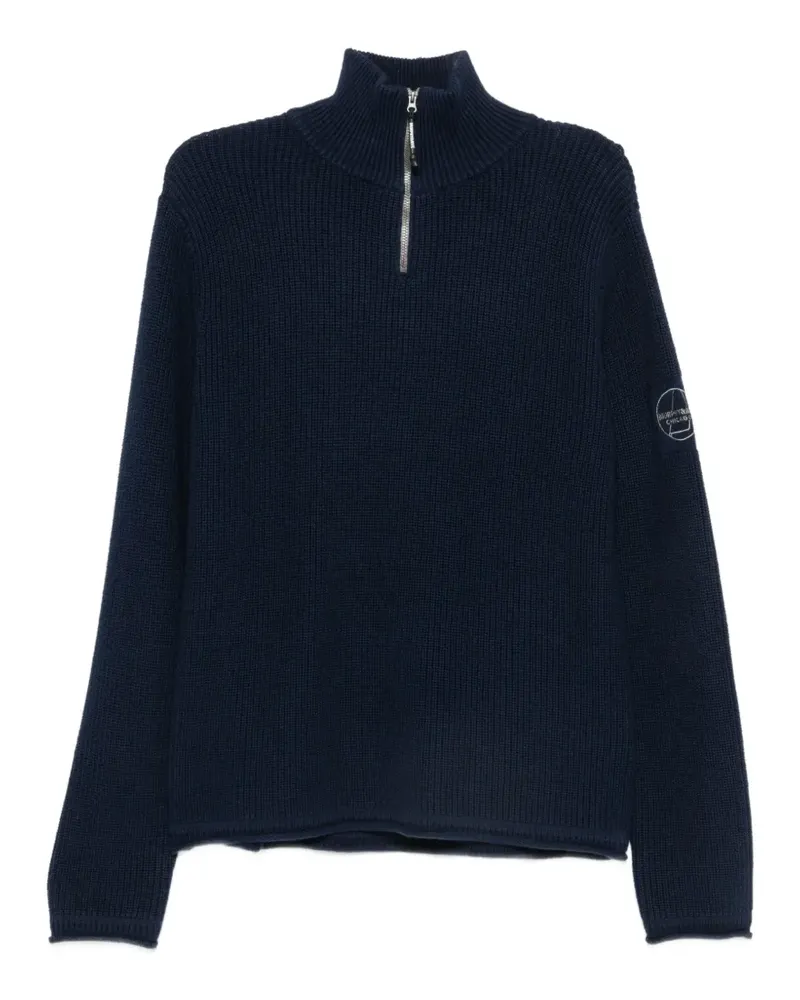 Murphy & Nye Gerippter Pullover mit Viertelreißverschluss - Blau Blau