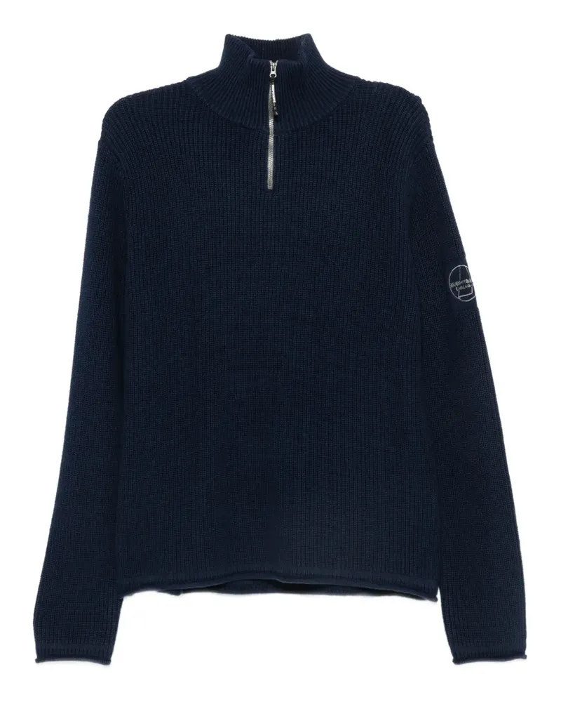 Murphy & Nye Gerippter Pullover mit Viertelreißverschluss - Blau Blau