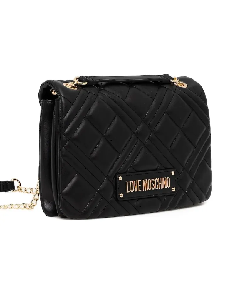 Moschino Gesteppte Umhängetasche mit Logo - Schwarz Schwarz