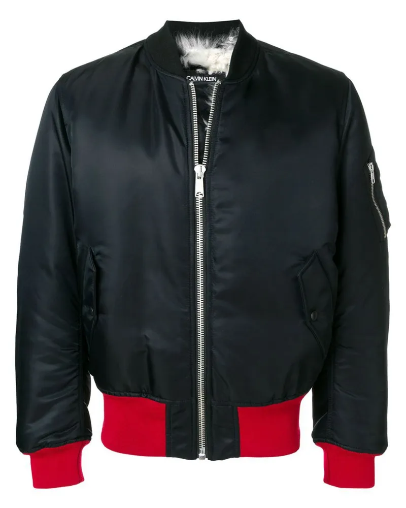 Calvin Klein Bomberjacke mit Kontrasteinsätzen - Schwarz Schwarz