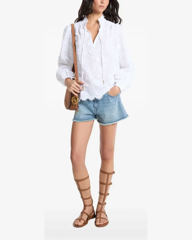 Michael Kors embroidered ruffled blouse - Weiß Weiß