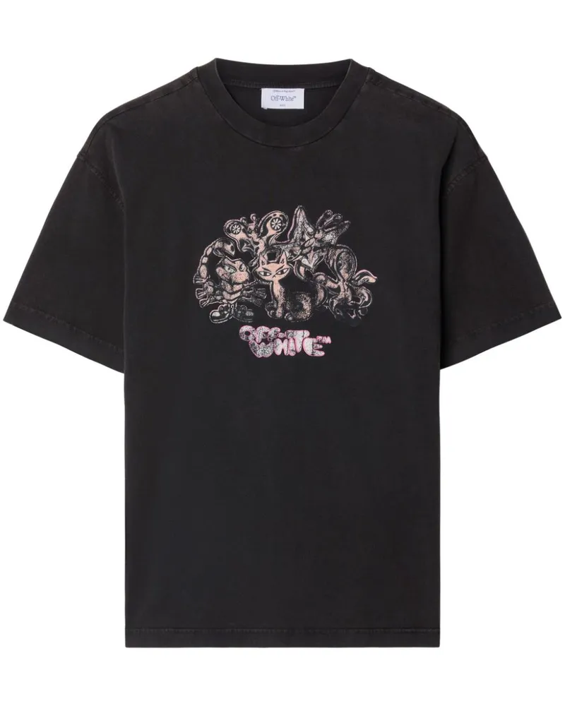 OFF-WHITE Washed Characters T-Shirt Schwarz