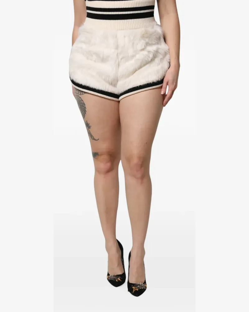 Dolce & Gabbana faux-fur striped shorts - Nude Nude