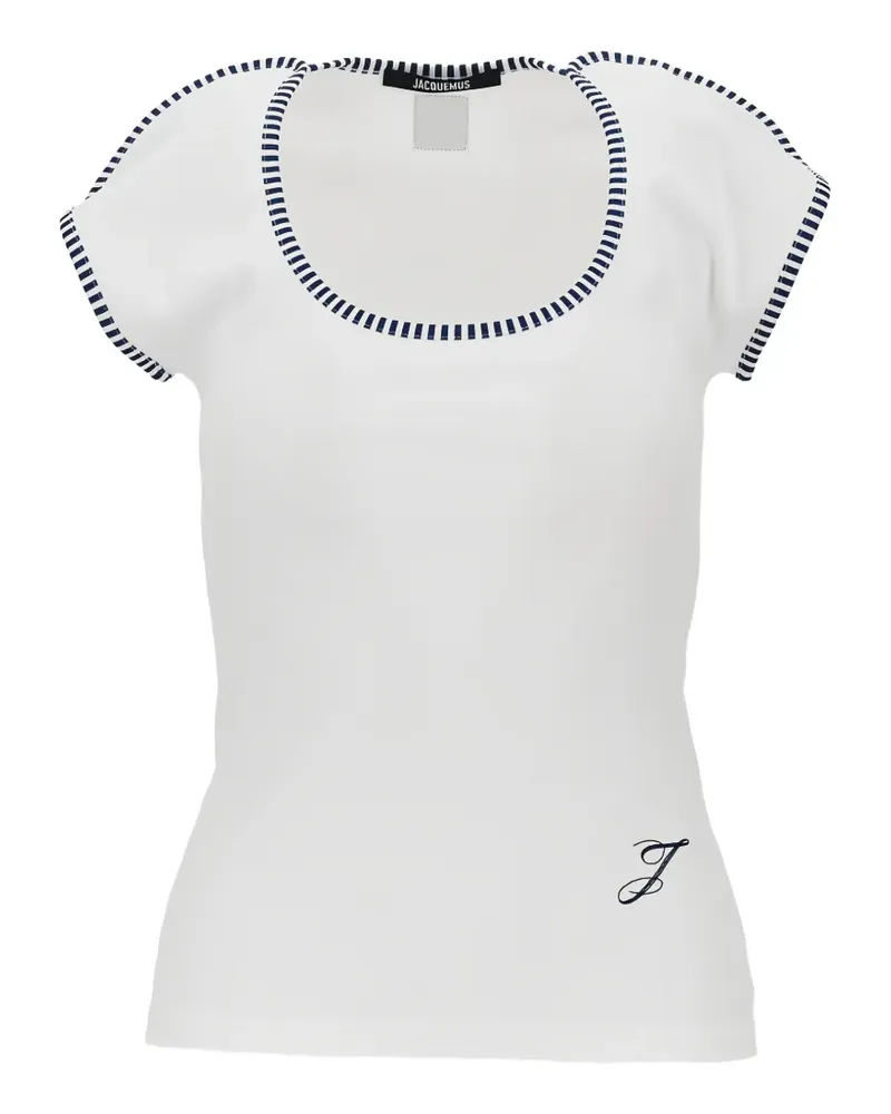 Jacquemus The Espiral striped-trim embroidered T-shirt - Weiß Weiß