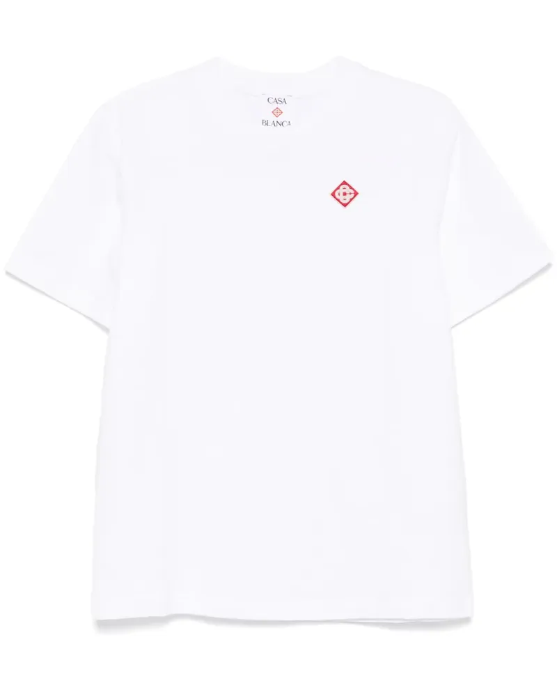 Casablanca Paris Diamond T-Shirt mit Logo-Patch - Weiß Weiß
