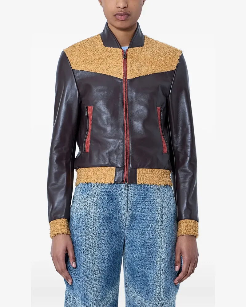 KIKO KOSTADINOV zip-up leather jacket - Braun Braun