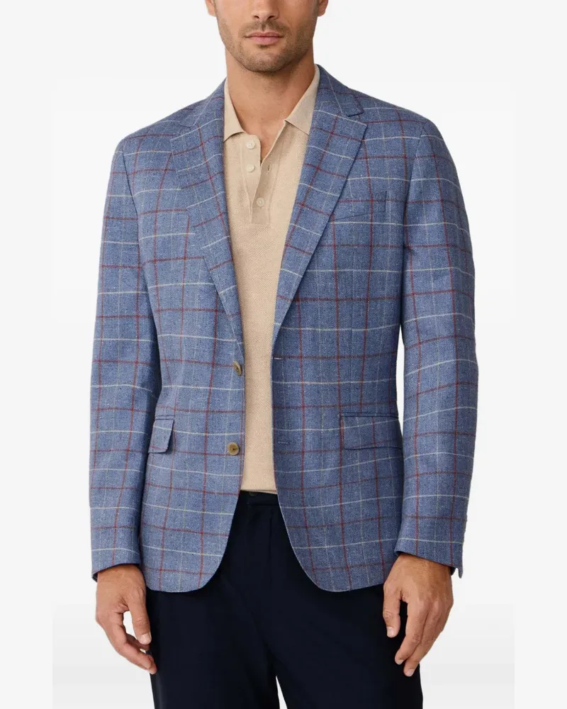 Hackett Einreihiges Seidensakko mit Tattersall-Karo - Blau Blau