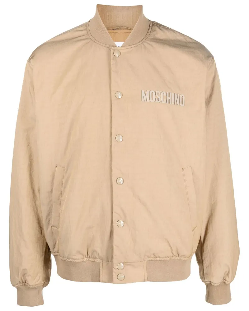 Moschino Bomberjacke mit Logo-Stickerei Nude