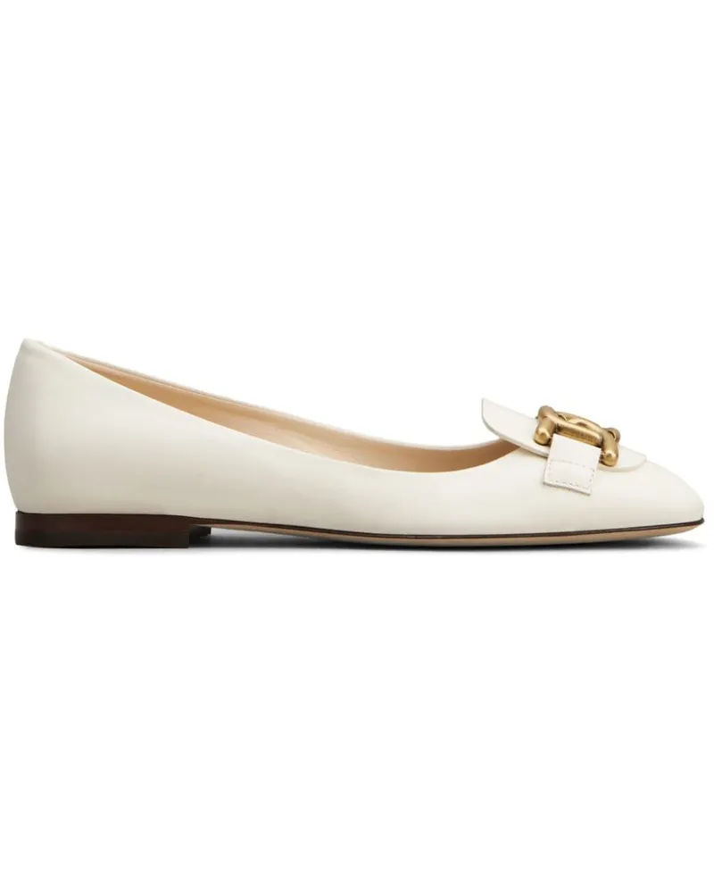 TOD'S Ballerinas mit Logo-Schild - Weiß Weiß