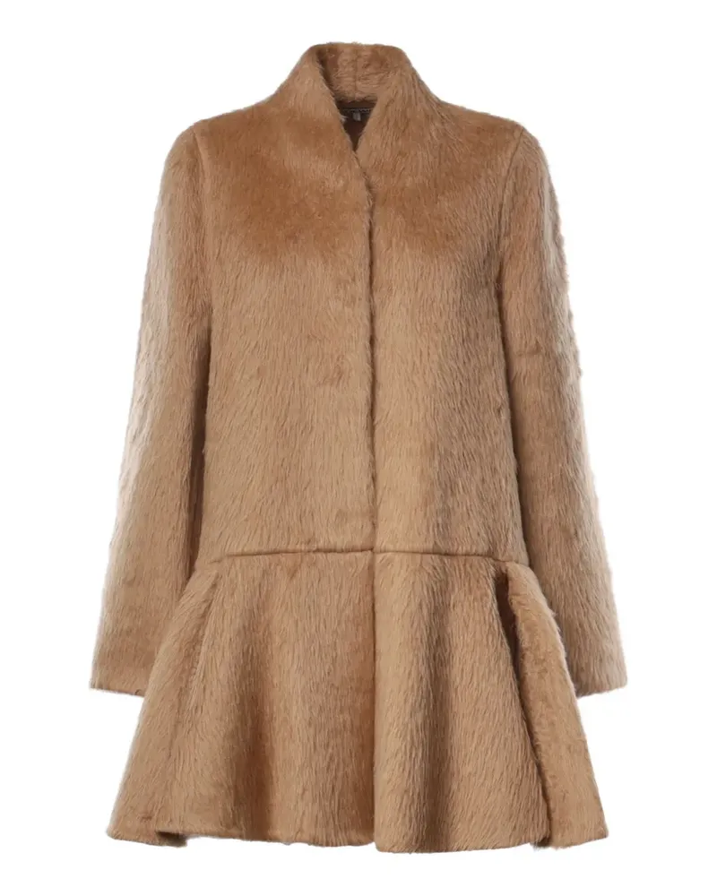 Loewe peplum-hem brushed-finish coat - Nude Nude