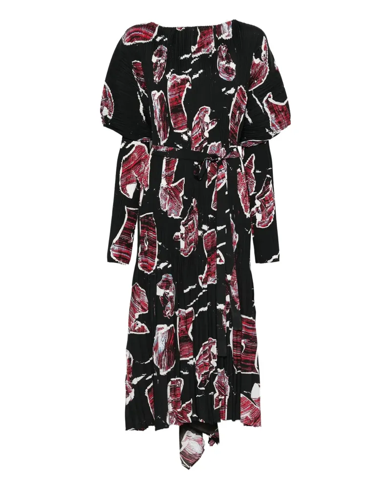 Colville Delphi Faltenkleid mit abstraktem Print - Schwarz Schwarz