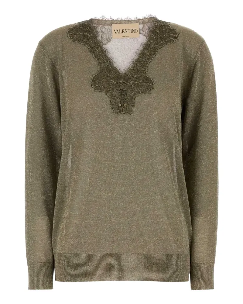 Valentino Garavani lace-trim metallic-effect sweater - Gold Gold