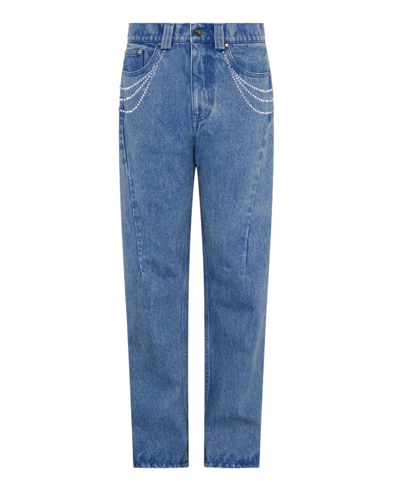 Paris Georgia Gerade Jeans mit Schmucksteinen - Blau Blau