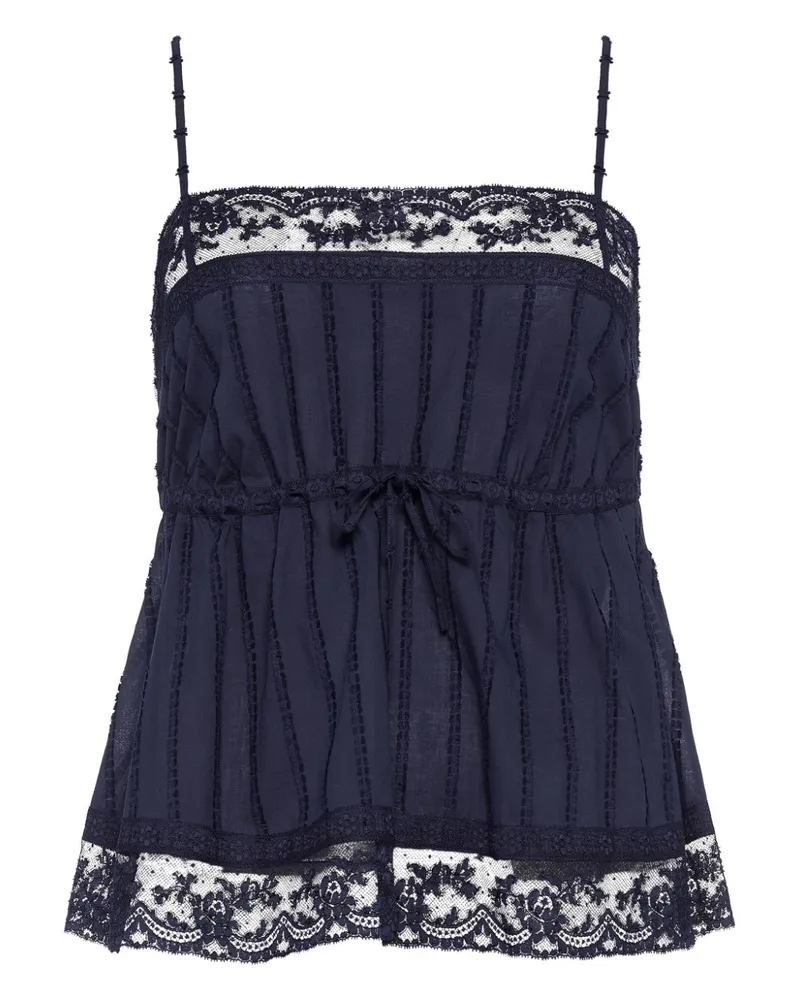 Eres Porcelaine Camisole-Top mit Spitzenborte - Blau Blau