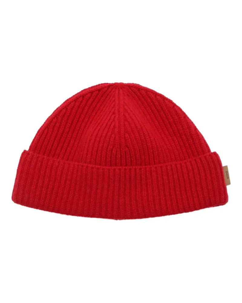 AMI Paris Gerippte Sailor Beanie - Rot Rot