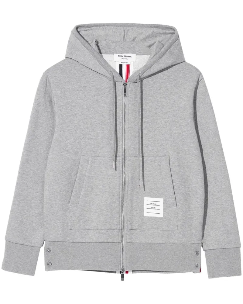 Thom Browne Kapuzenjacke mit Logo-Streifen - Grau Grau