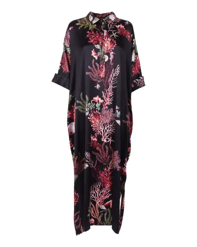 SHIRTAPORTER floral-print caftan dress - Schwarz Schwarz