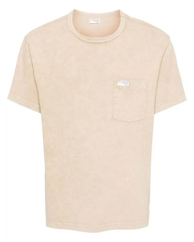 Fay T-Shirt mit Logo-Applikation Nude