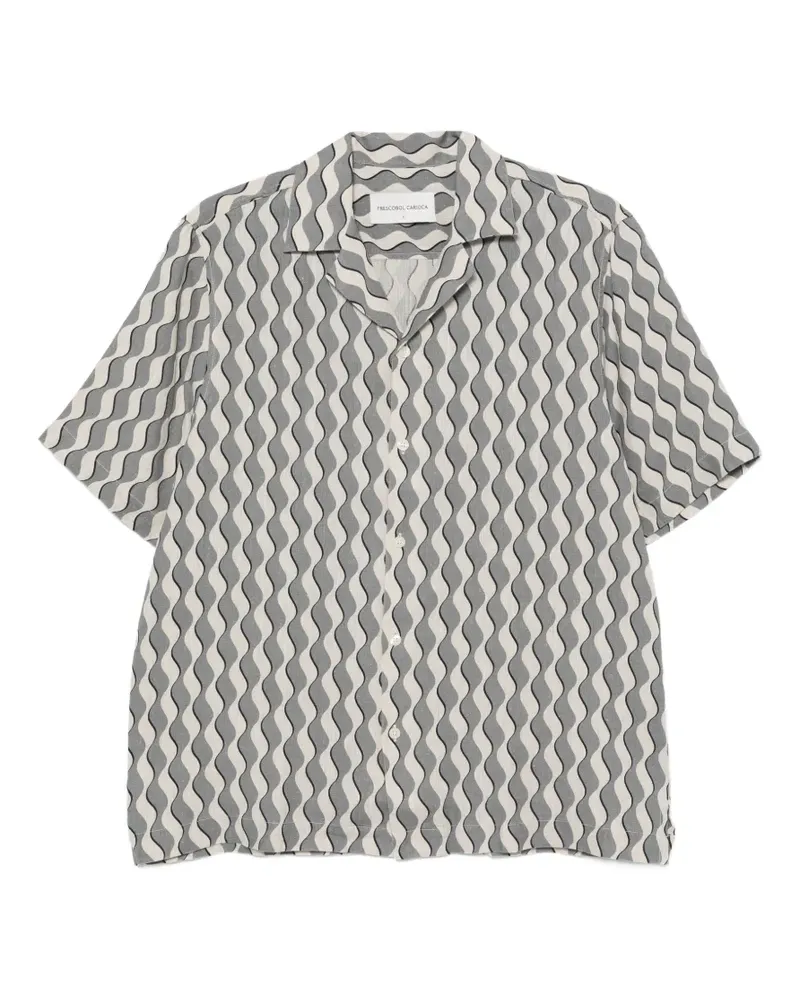 Frescobol Carioca Roberto wave-print short-sleeve shirt - Blau Blau