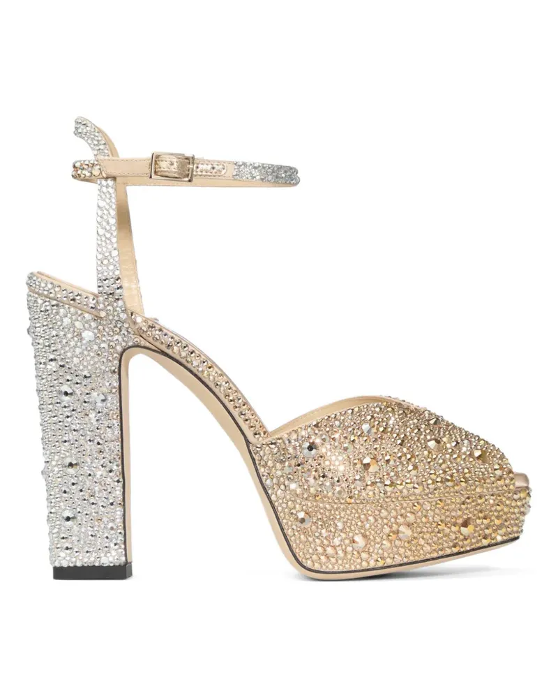 Jimmy Choo Sacaria Plateau-Sandalen mit Kristallen - Gold Gold