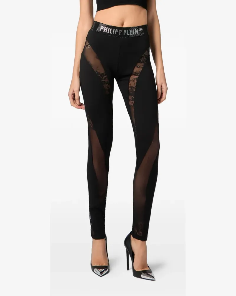 Philipp Plein rhinestones lace leggings - Schwarz Schwarz