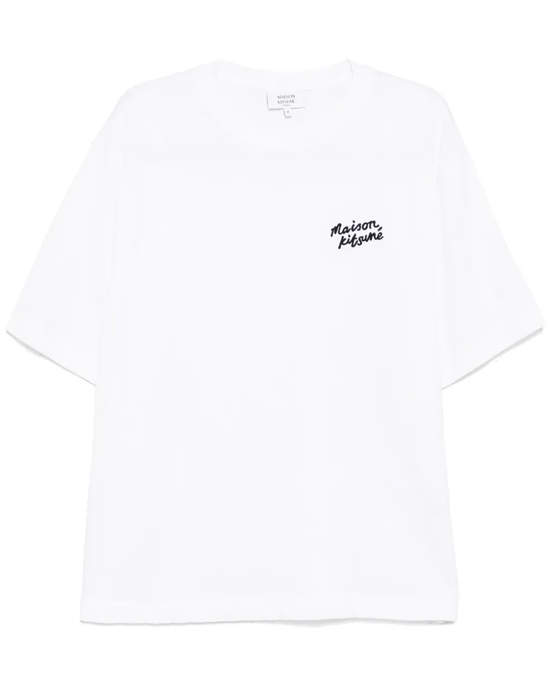 Kitsuné T-Shirt mit Handschrift-Stickerei - Weiß Weiß