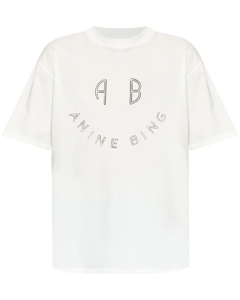 Anine Bing T-Shirt mit Logo-Print Weiß
