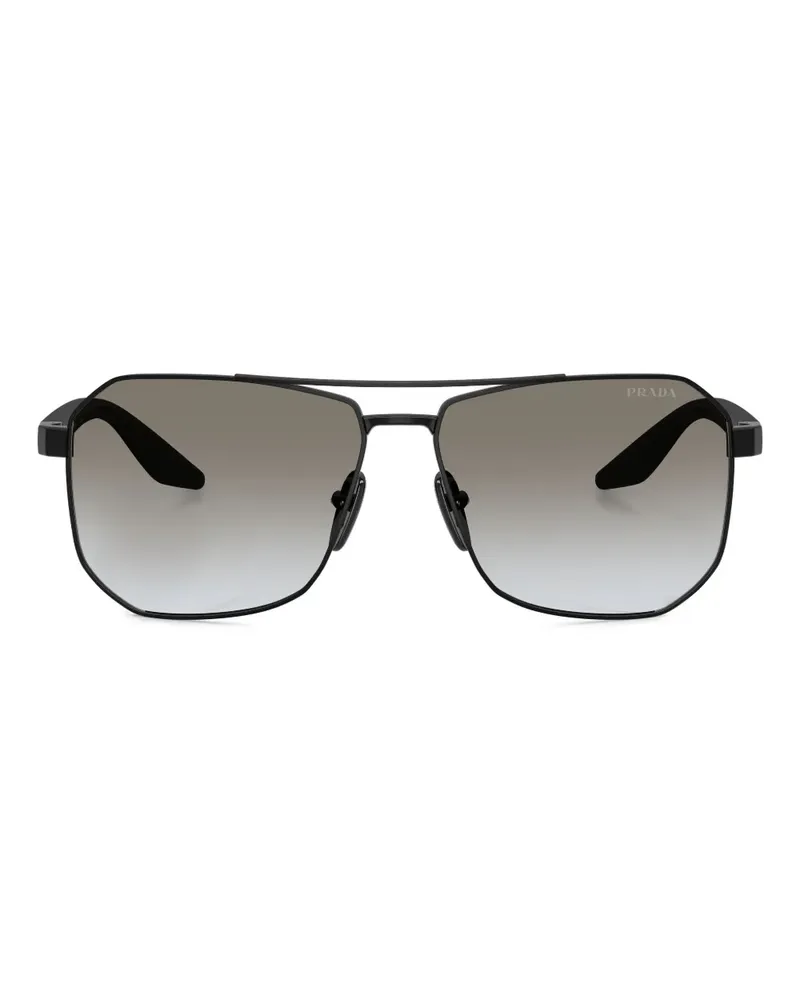 Prada Sonnenbrille mit eckigem Gestell - Schwarz Schwarz
