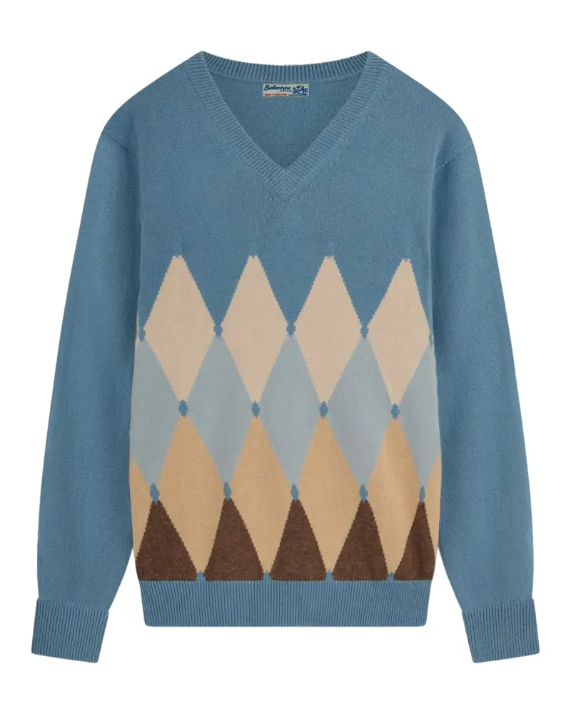 Ballantyne Diamond Pullover mit V-Ausschnitt - Blau Blau