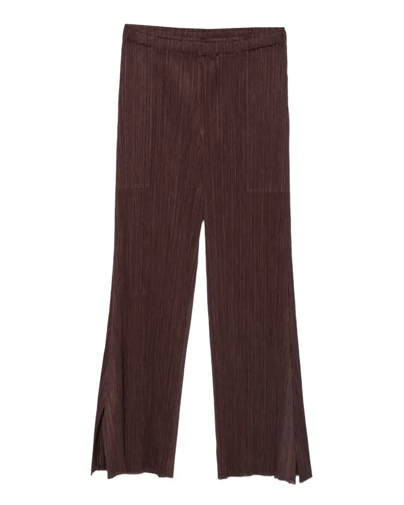 Issey Miyake Plissierte Hose mit offenem Saum - Braun Braun