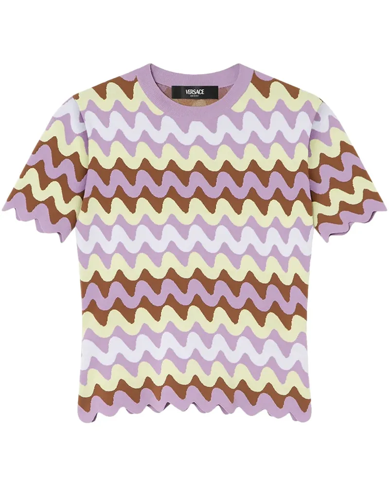 Versace Gestricktes Wave Jacquard-T-Shirt - Violett Violett