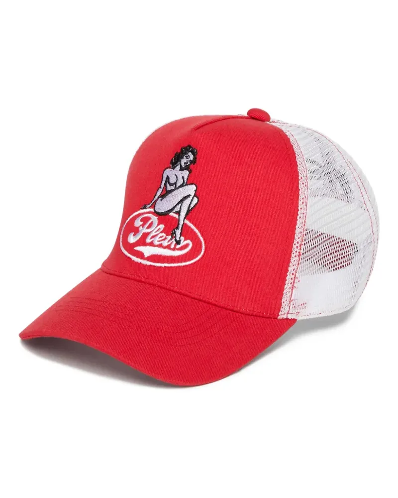 Philipp Plein Mesh-Baseballkappe mit Pin-Up-Stickerei - Rot Rot