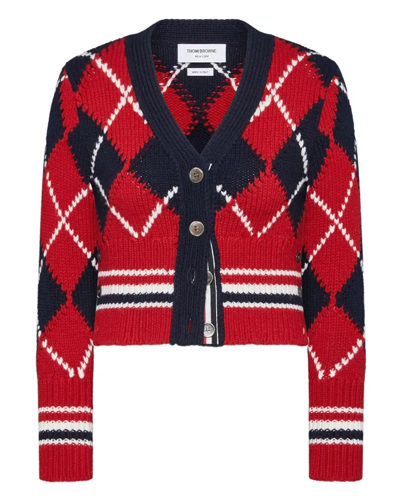 Thom Browne Cardigan mit Argyle-Muster - Rot Rot