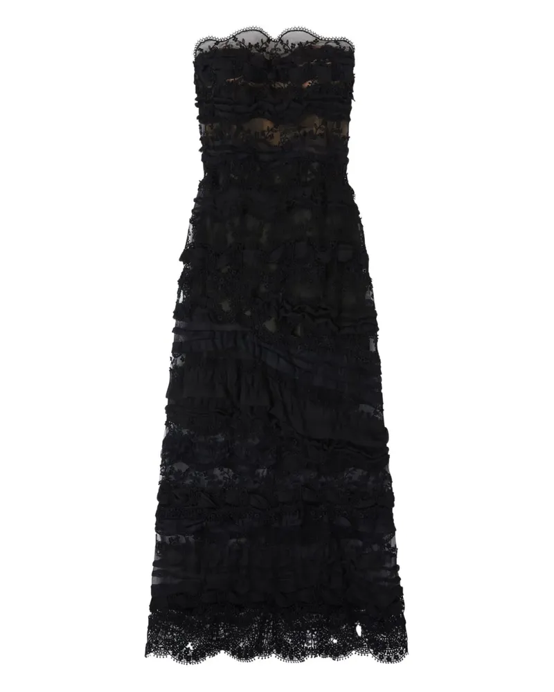 Ermanno Scervino Gerüschtes Kleid mit Kristallen - Schwarz Schwarz