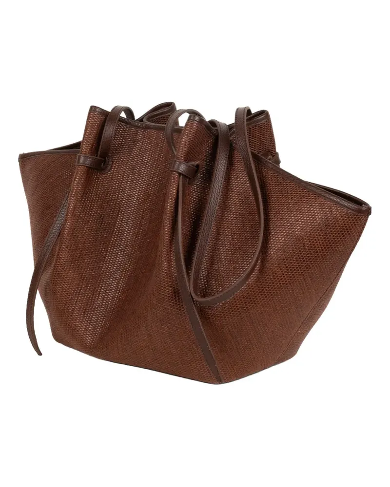 YUZEFI large Mochi woven clutch bag - Braun Braun
