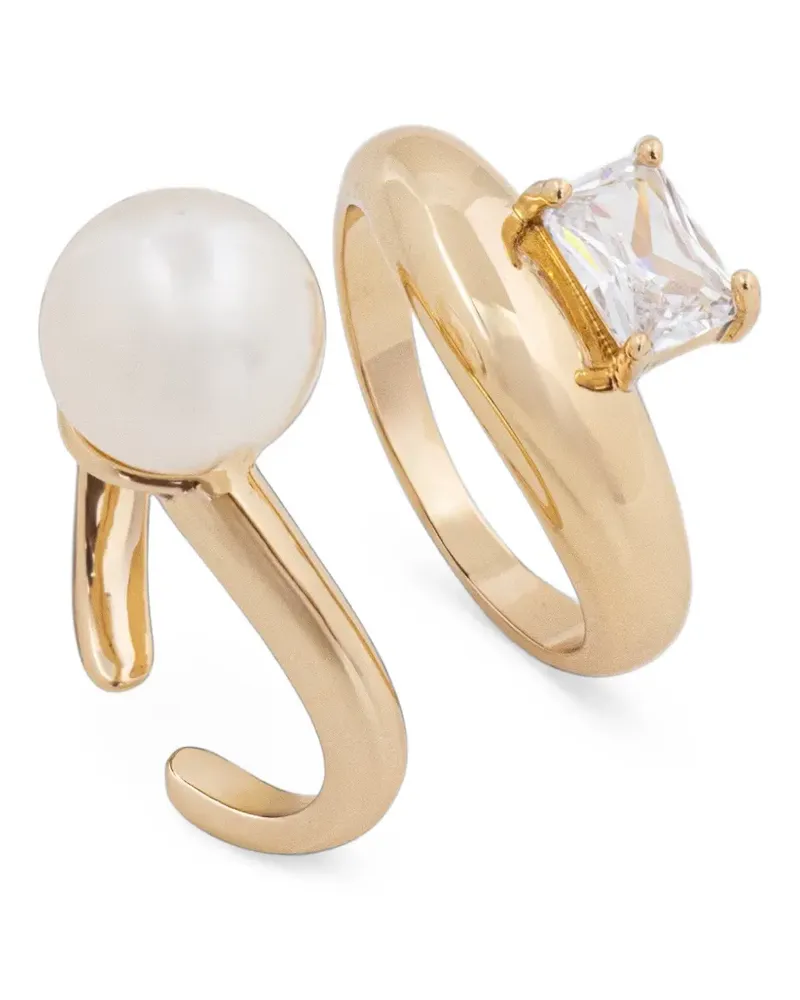 Twin-Set Set aus Ringen mit Strass und Perle - Gold Gold